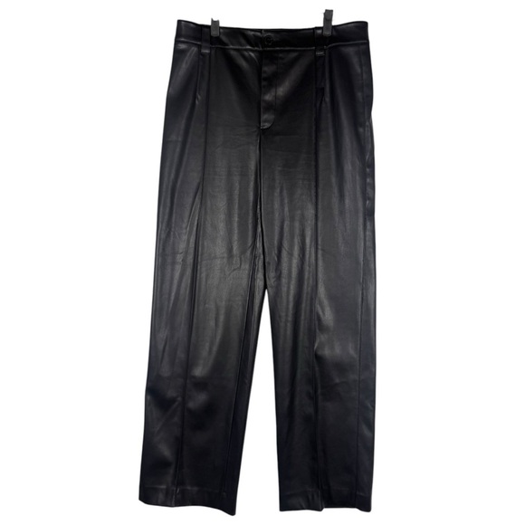 Zara Pants - Zara High Rise Faux Leather Pants Black Size XL Straight Leg Front leg Seam